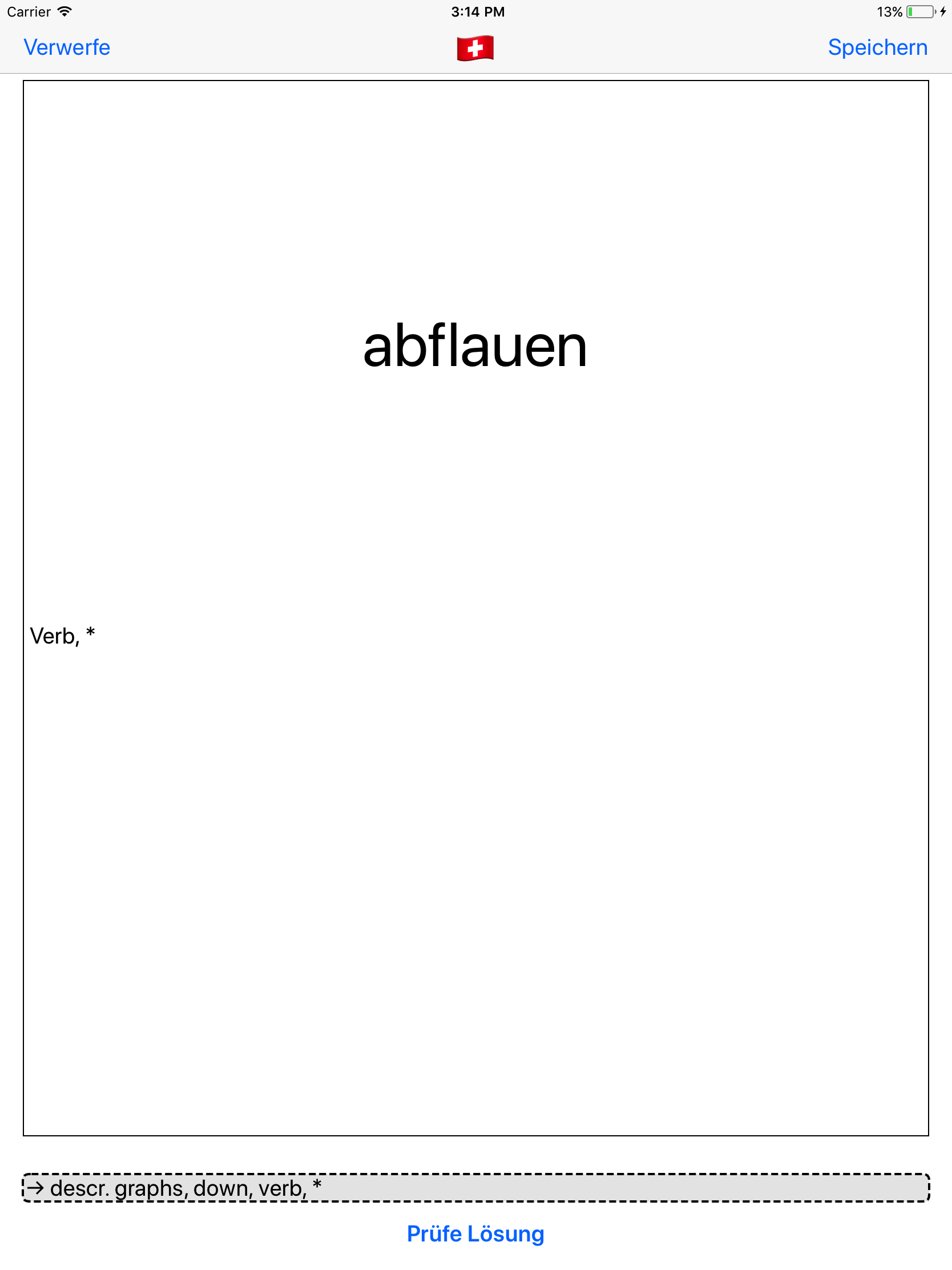 Trainer fordert fremdsprachliche Übersetzung(en) der Vokabel 'abflauen'.