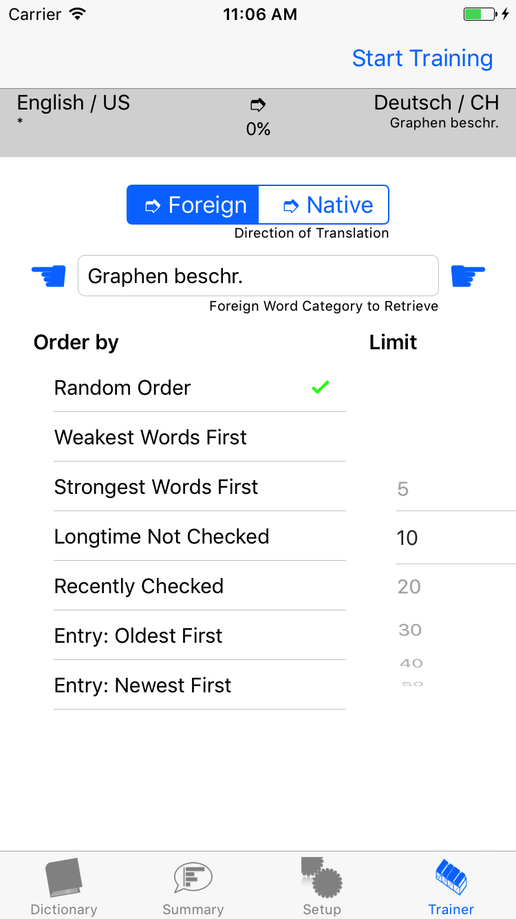 Trainer is going to prompt 10 random translations of category 'Graphen beschreiben'.